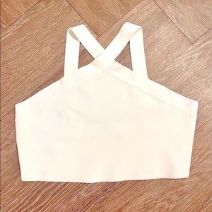 BCBG MaxAzria White Halter Crop